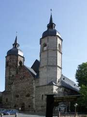 St. Andreas-Kirche von Luthers Sterbehaus gesehen (Foto Sauerzapfe)
