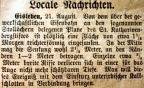 Zeitungsnotiz Erdfall Stiftsteich August 1884 (Archiv Dr. S. König) 