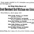 Ernst Bernhard Graf Vitzthum von Eckstädt - Todesanzeige