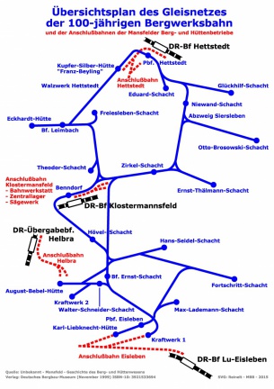 Übersichtsplan des Gleisnetzes der MBB (MansfeldBand1 / Reinelt MBB)
