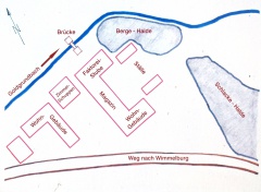 Lageplan der Neuen Hütte um 1864  (Quelle Infotafel am Standort)