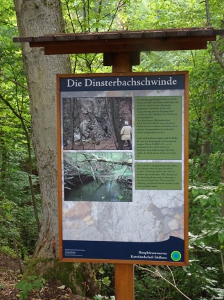 Schautafel an der Dinsterbachschwinde  (Foto: Dr. P. Sauerzapfe - September 2019