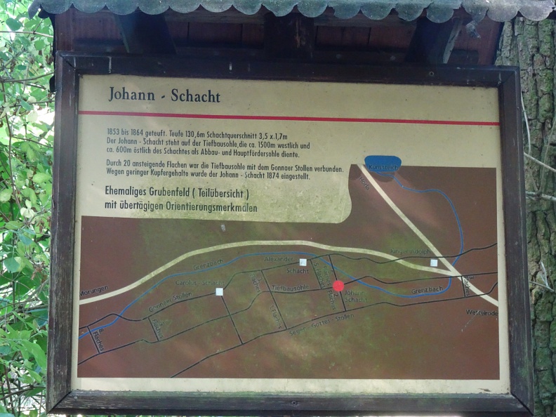 Tafel am Johann-Schacht (Foto Sauerzapfe - 2019)
