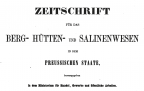 Zeitschrift für Berg-und Hütten 18589 Titelblatt