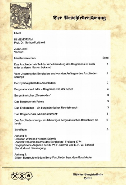 Bergschulheft 1 - Inhalt