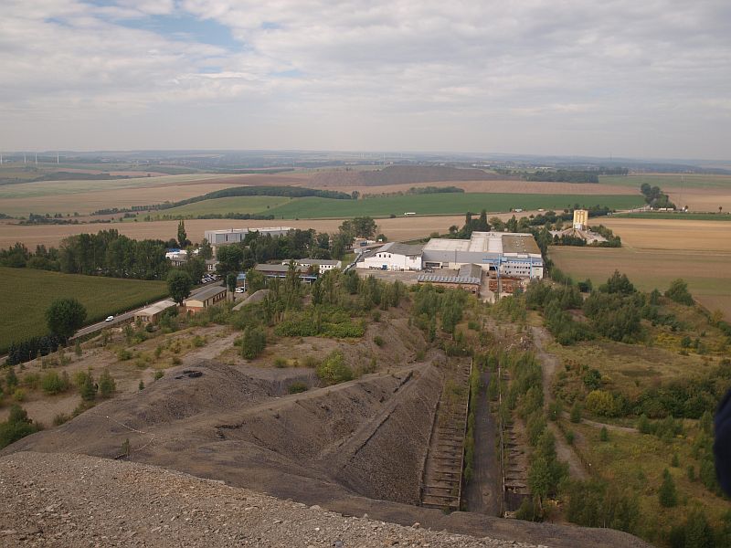 Thälmannschacht - ehemaliger Kläubestall Betriebsgelände im Hintergrund  (Foto Sauerzapfe)  